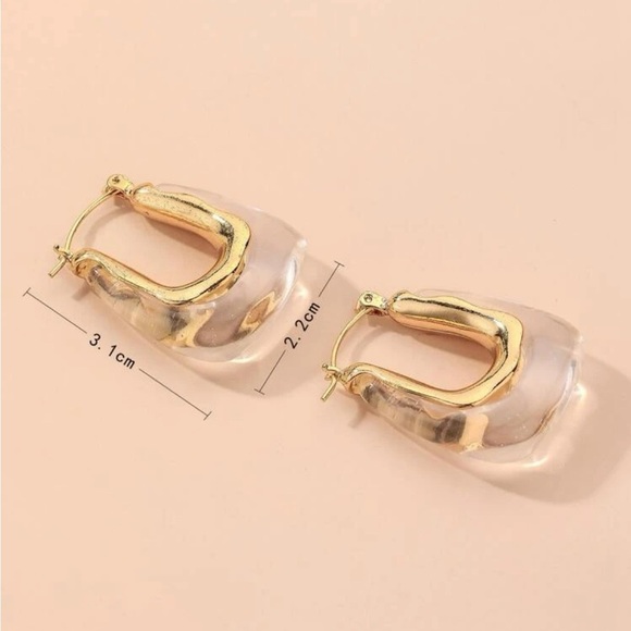 Anthro Clear resin mini hoop earrings - Picture 5 of 6